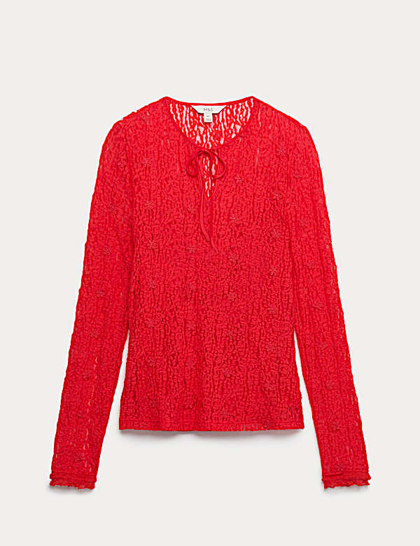 Lace Tie Neck Top - BG