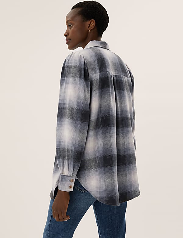 Checked Collared Relaxed Longline Shirt