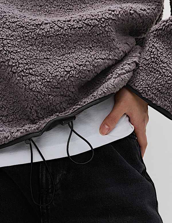 Borg Funnel Neck Half Zip Sweatshirt