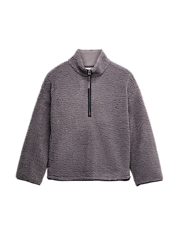 Borg Funnel Neck Half Zip Sweatshirt