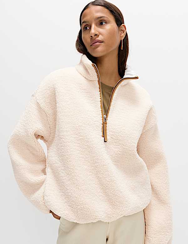 Borg Funnel Neck Half Zip Sweatshirt - US