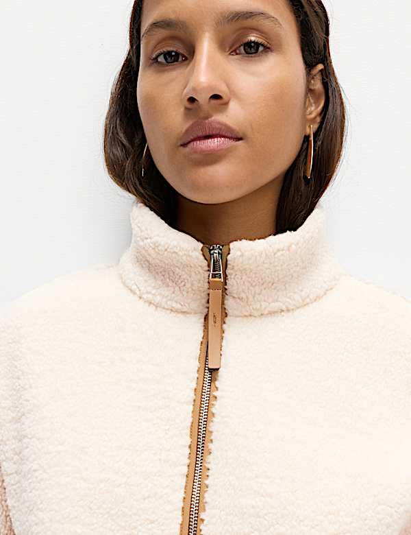 Borg Funnel Neck Half Zip Sweatshirt - US