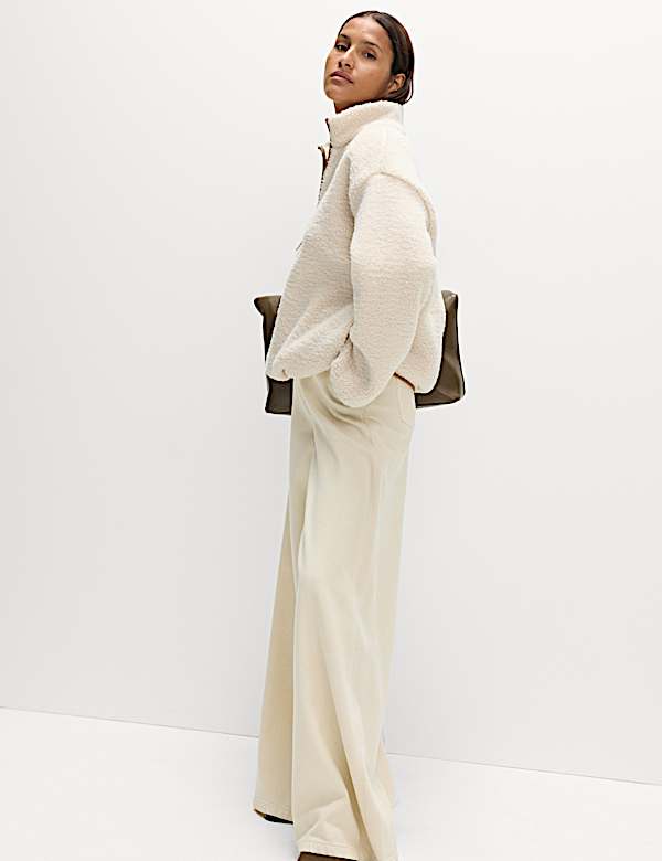 Borg Funnel Neck Half Zip Sweatshirt - US