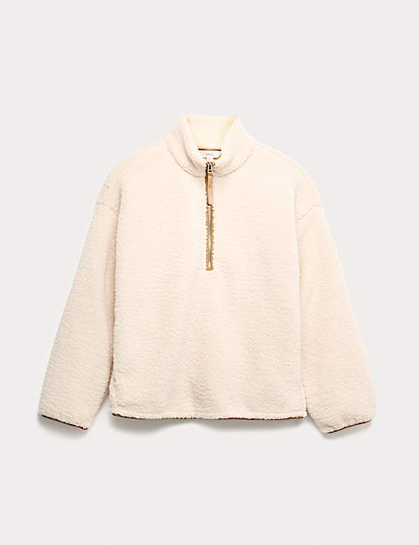 Borg Funnel Neck Half Zip Sweatshirt - US