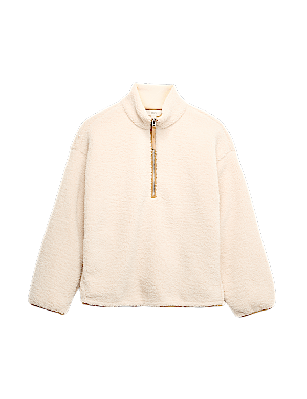 Borg Funnel Neck Half Zip Sweatshirt