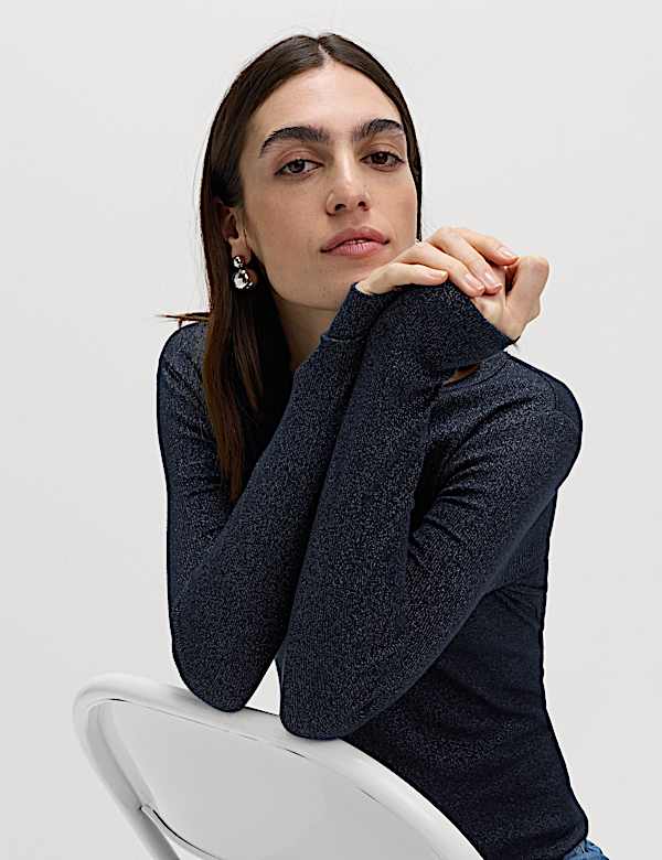 Cotton Rich Sparkly Ribbed Top - BN