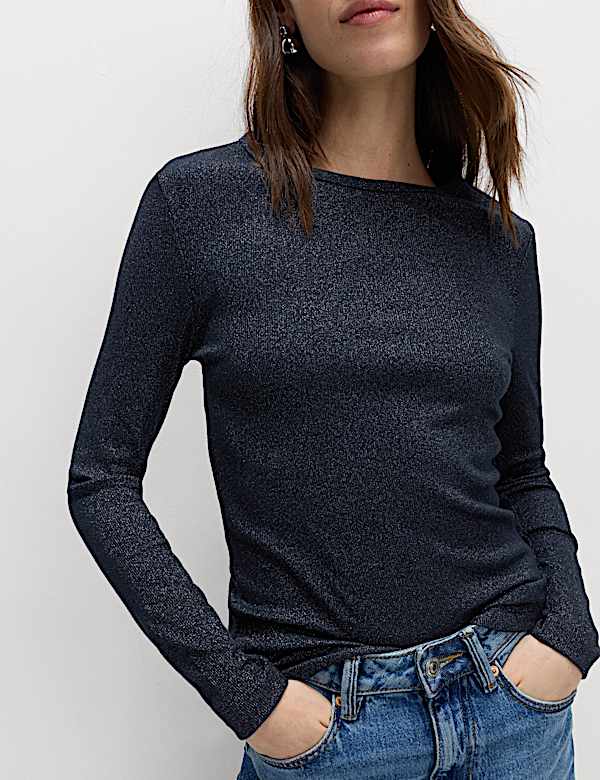 Cotton Rich Sparkly Ribbed Top - BN