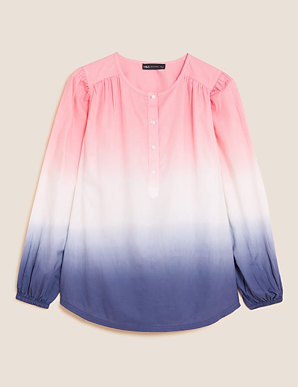 Pure Cotton Tie Dye Regular Fit Blouse - FR