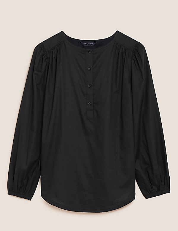 Pure Cotton Regular Fit Long Sleeve Blouse - LV