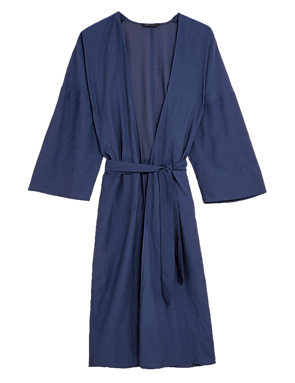 Cotton Rich Relaxed Long Sleeve Kimono Top