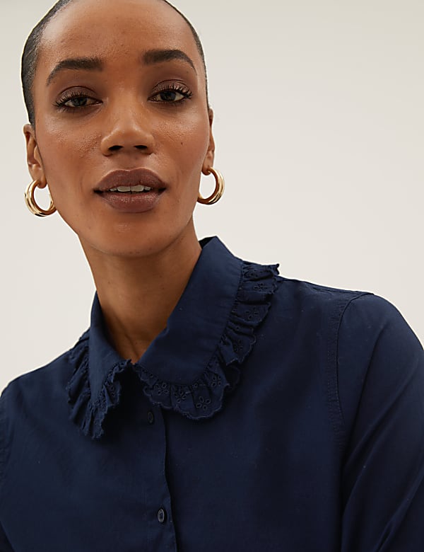 Pure Cotton Regular Fit Frill Detail Shirt