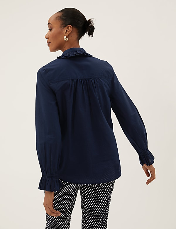 Pure Cotton Regular Fit Frill Detail Shirt