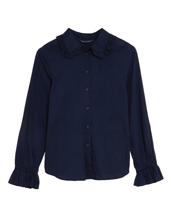 Pure Cotton Regular Fit Frill Detail Shirt