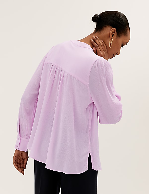 Lace Insert Regular Fit Long Sleeve Blouse