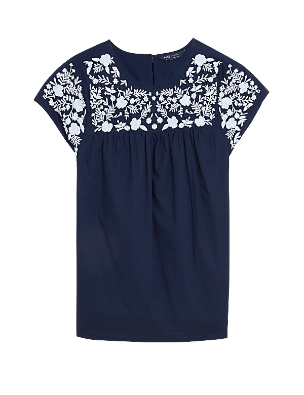 Pure Cotton Embroidered Regular Fit Vest Top