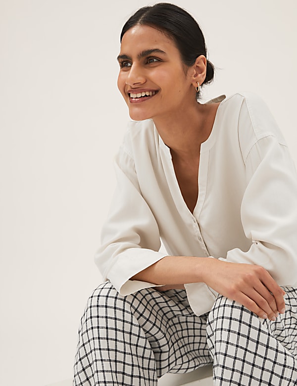 Pure Tencel™ Oversized Long Sleeve Blouse