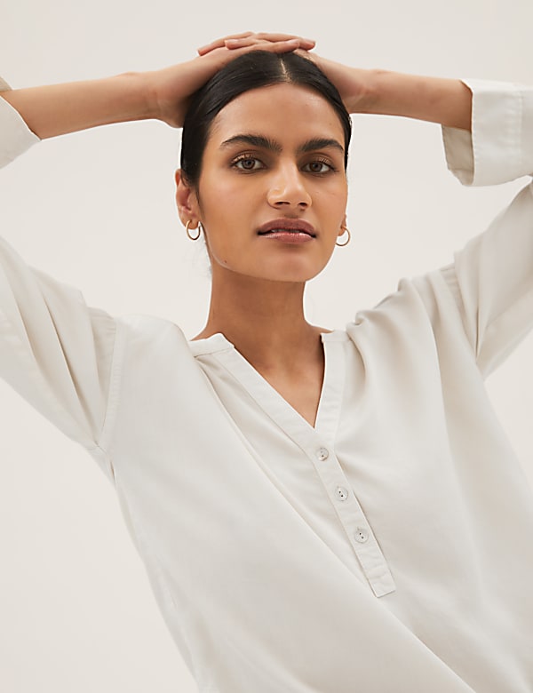 Pure Tencel™ Oversized Long Sleeve Blouse