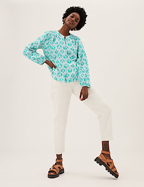 Pure Cotton Printed Regular Fit Blouse