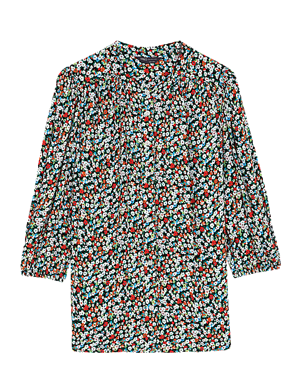Floral Button Detail 3/4 Sleeve Blouse