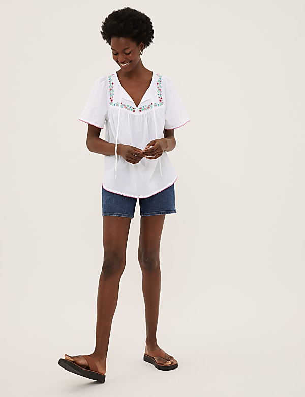 Pure Cotton Embroidered Regular Fit Top