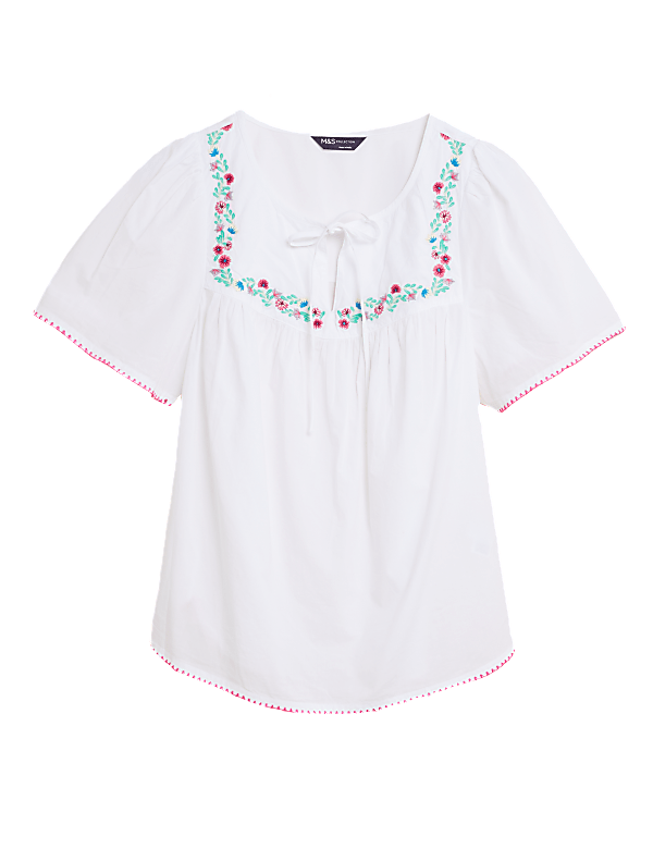 Pure Cotton Embroidered Regular Fit Top