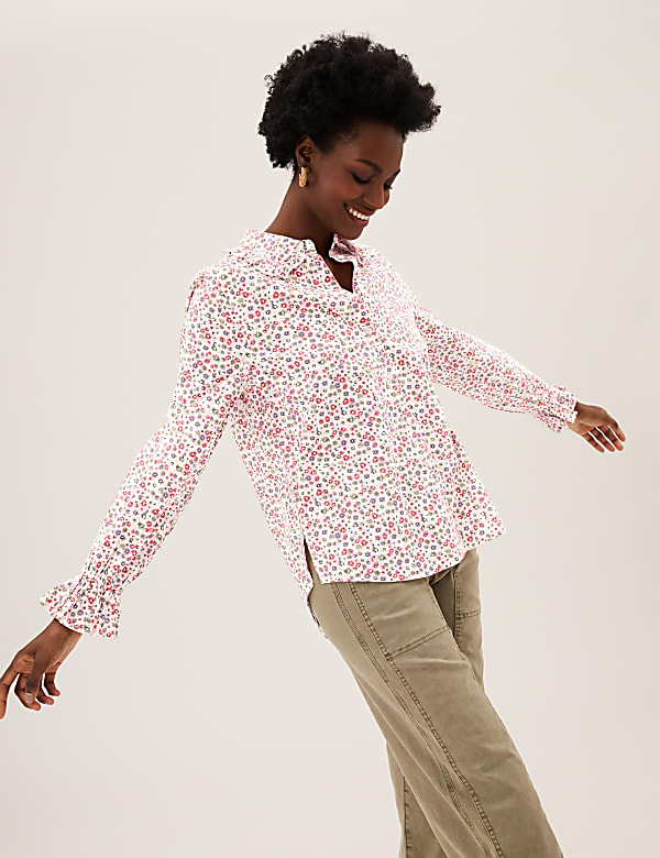 Pure Cotton Floral Regular Fit Shirt