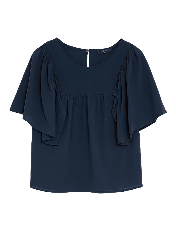 Pure Cotton Regular Fit Angel Sleeve Blouse