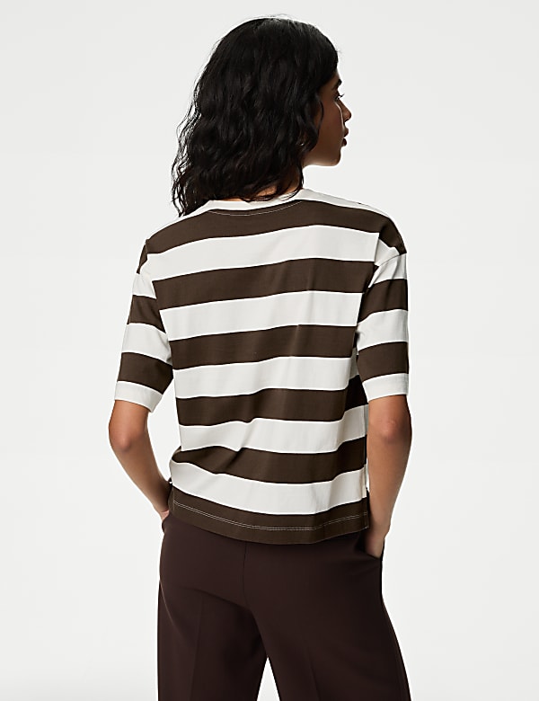 Pure Cotton Striped Boxy T-Shirt