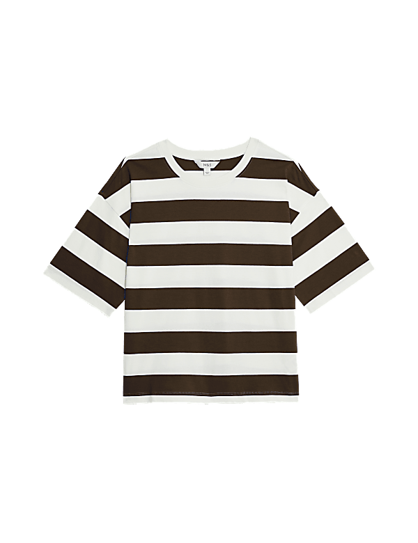 Pure Cotton Striped Boxy T-Shirt