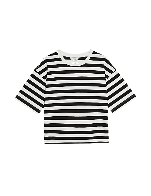 Pure Cotton Striped Boxy T-Shirt