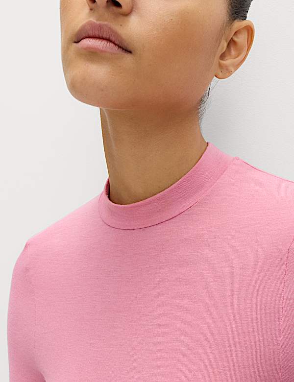 Modal Rich Jersey Roll Neck Second Skin Top - NZ
