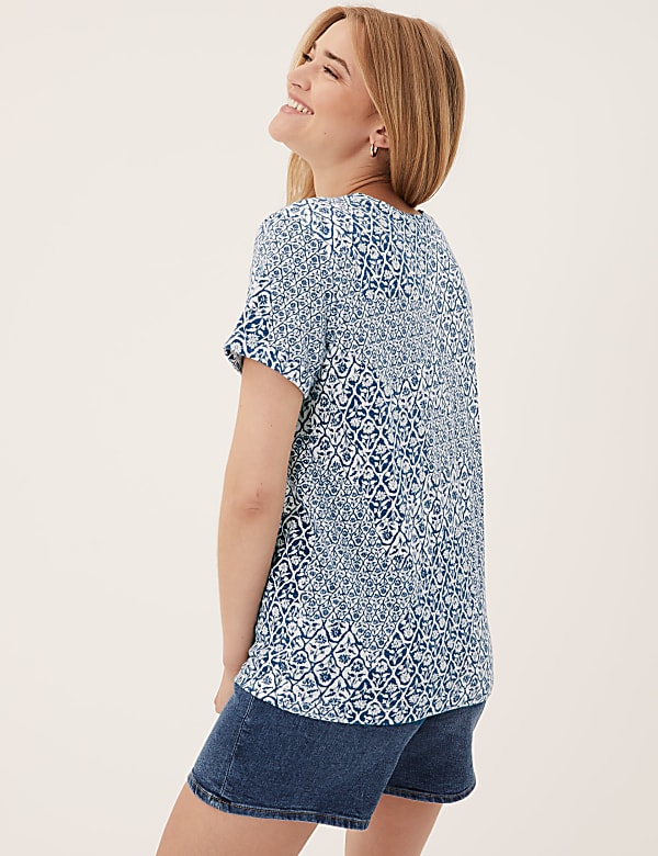 Pure Cotton Printed Crew Neck T-Shirt