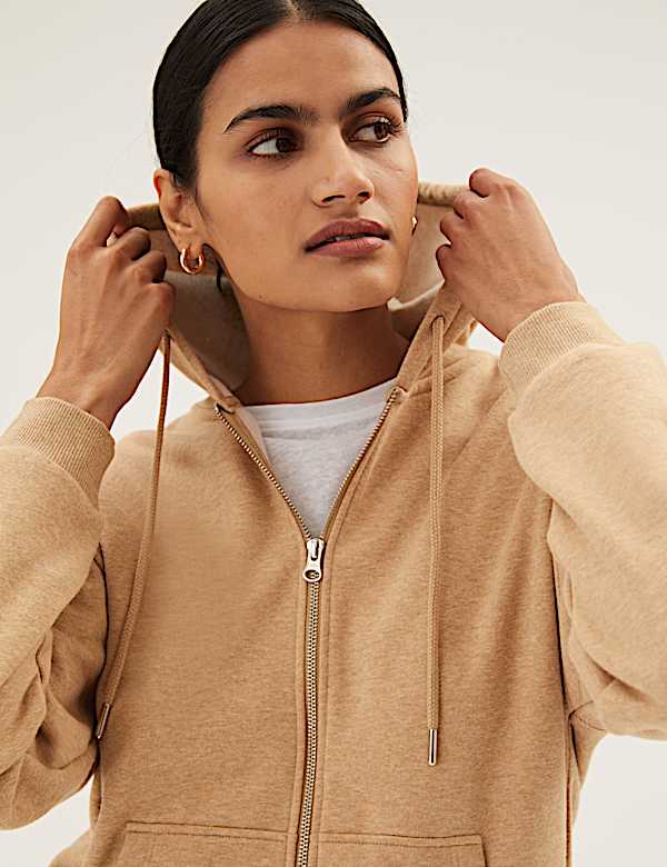Cotton Rich Relaxed Zip Up Hoodie