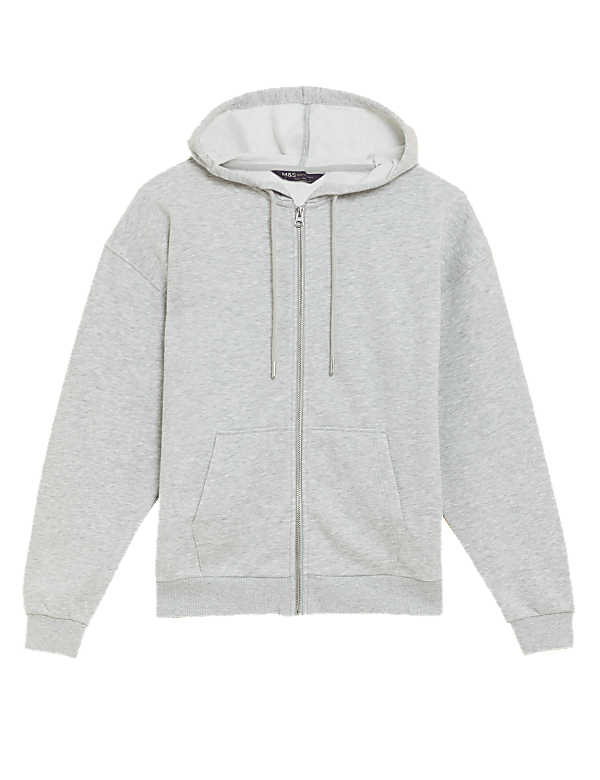Cotton Rich Relaxed Zip Up Hoodie