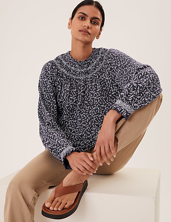 Pure Cotton Printed Long Sleeve Top