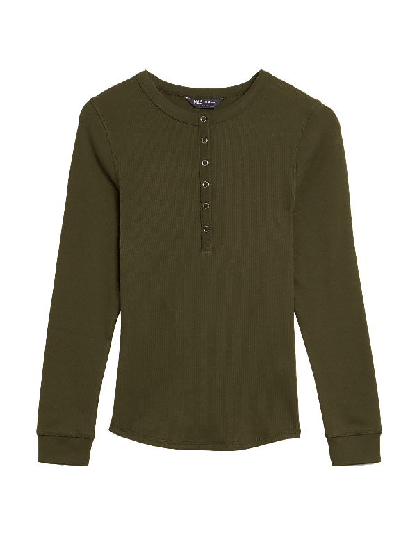 Cotton Rich Ribbed Long Sleeve Top