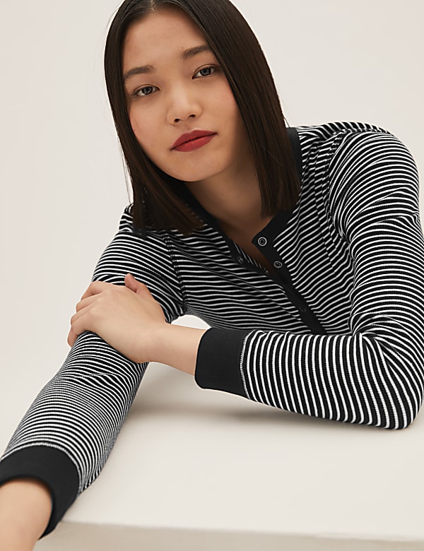 Cotton Rich Striped Crew Neck Top