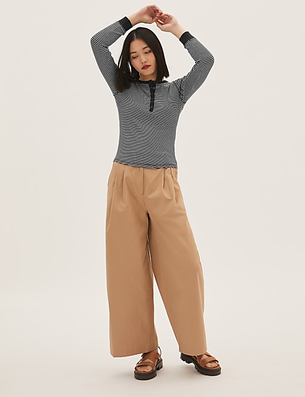 Cotton Rich Striped Crew Neck Top