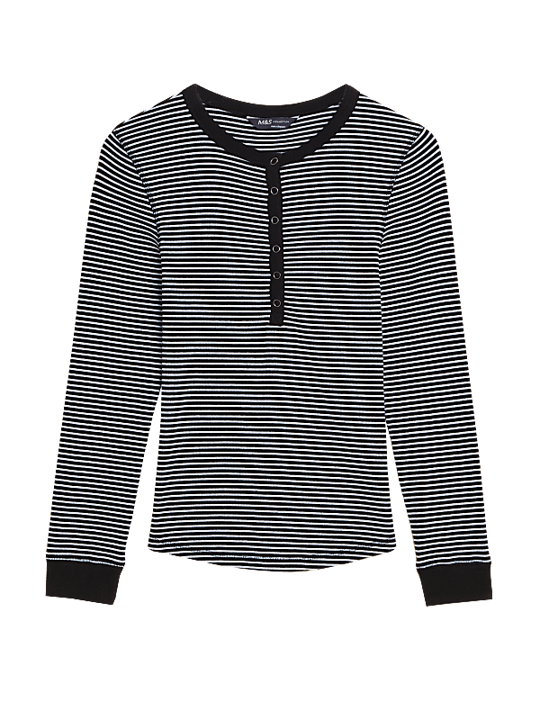 Cotton Rich Striped Crew Neck Top