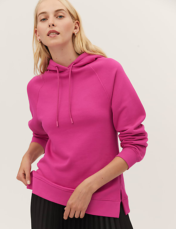 Pure Cotton Long Sleeve Longline Hoodie