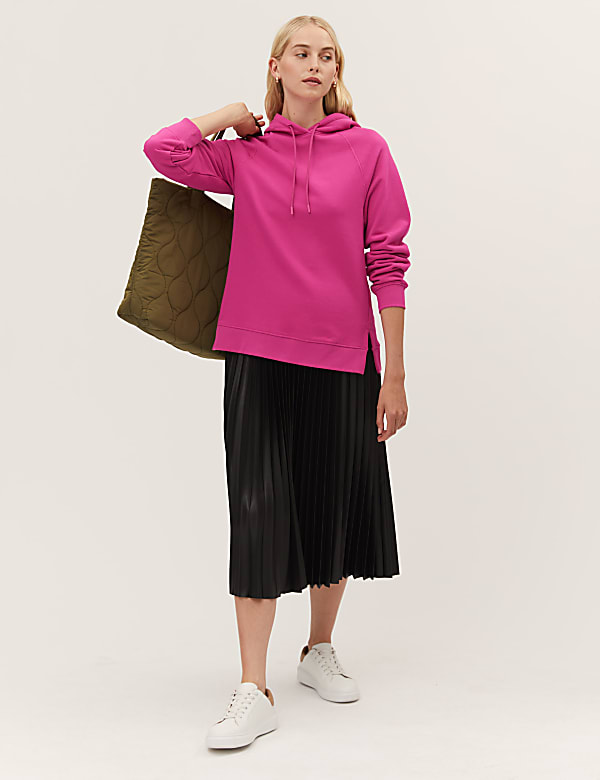 Pure Cotton Long Sleeve Longline Hoodie