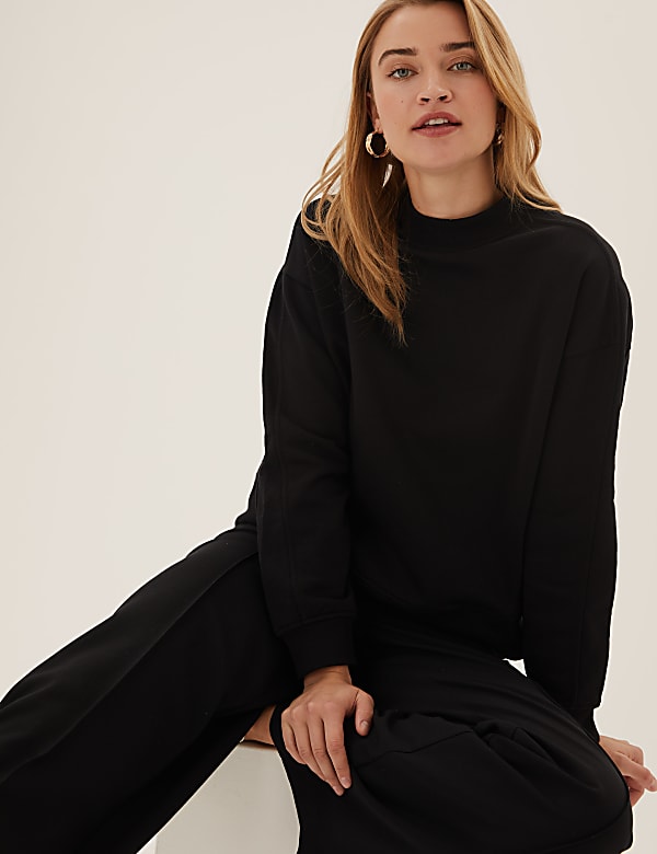 Pure Cotton High Neck Sweatshirt
