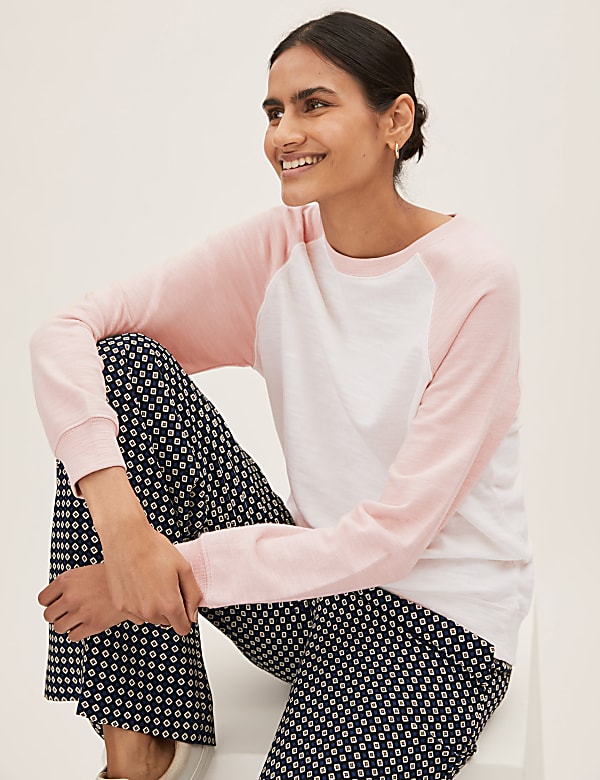 Pure Cotton Colour Block Sweatshirt