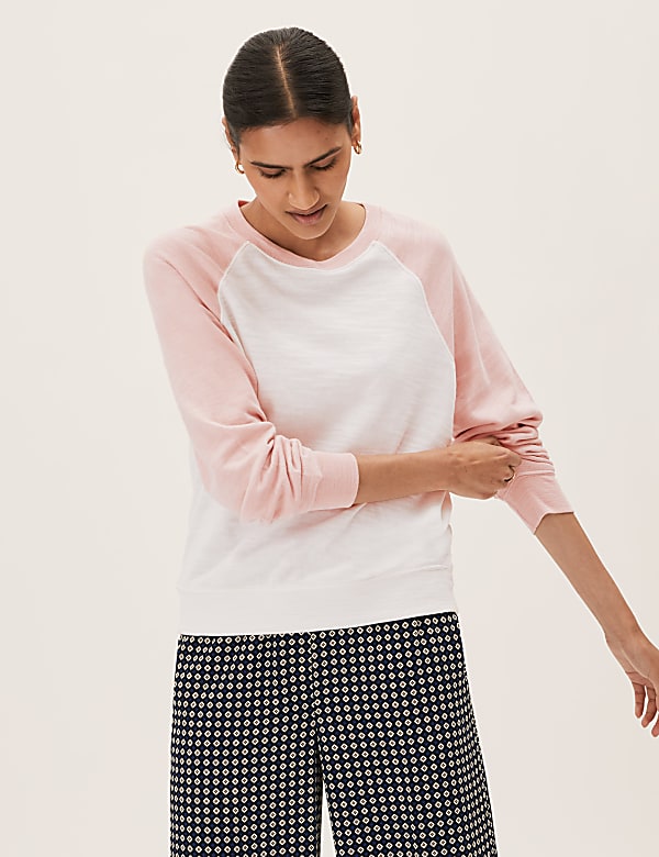 Pure Cotton Colour Block Sweatshirt