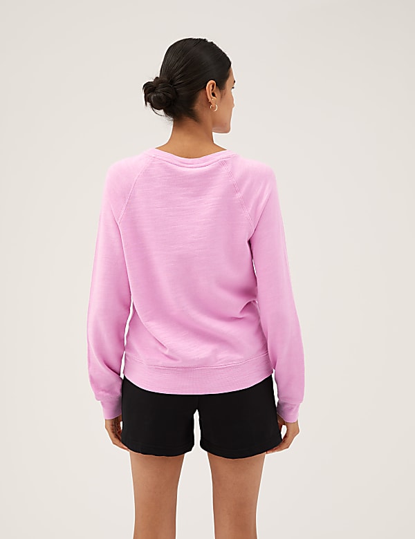Pure Cotton Slogan Crew Neck Sweatshirt