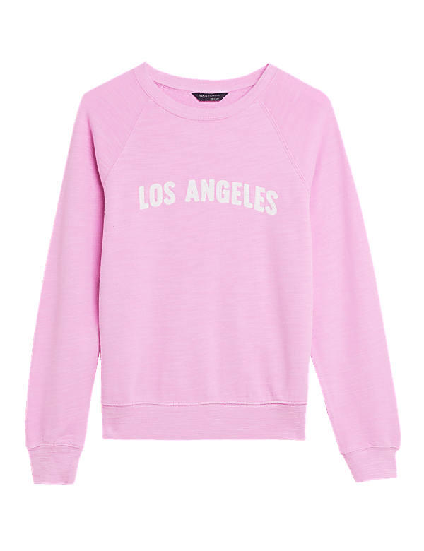 Pure Cotton Slogan Crew Neck Sweatshirt