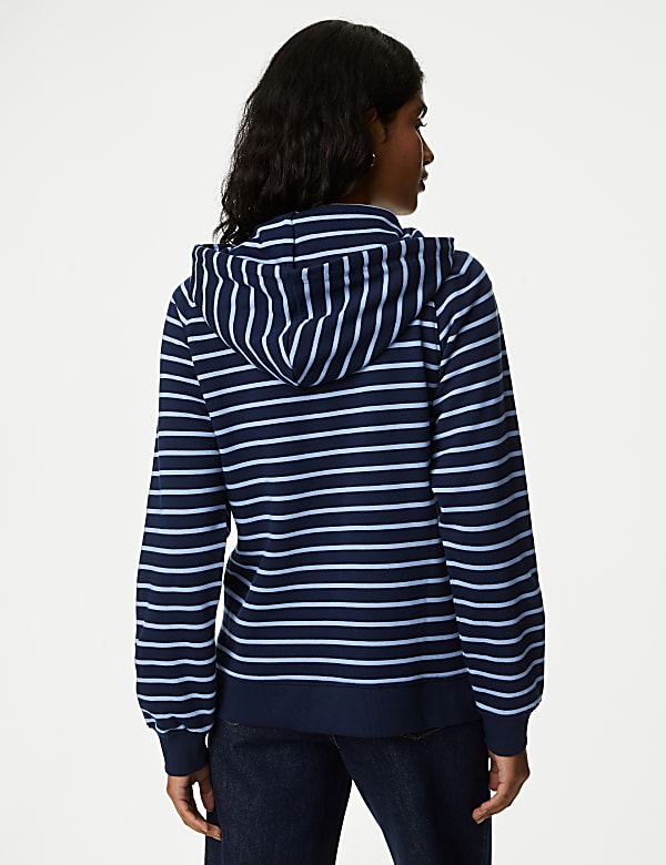 Pure Cotton Striped Longline Hoodie