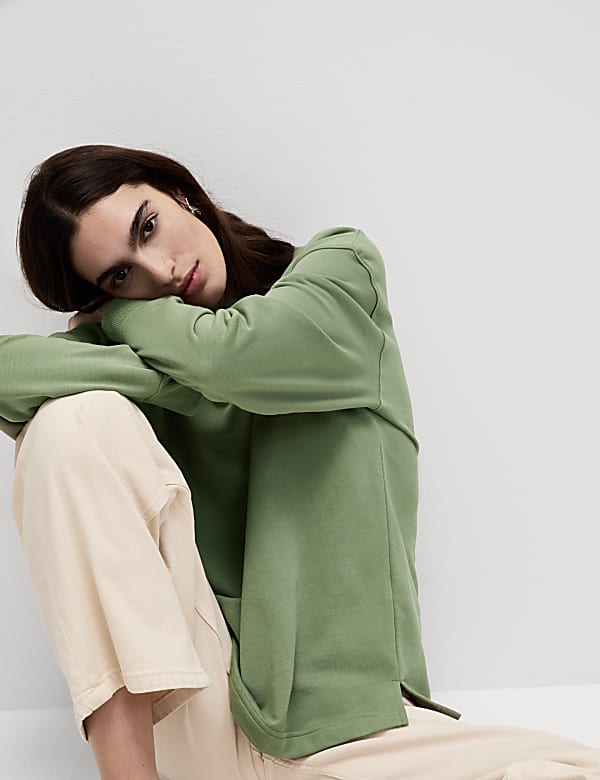 Cotton Rich Oversized Longline Sweatshirt