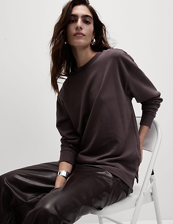 Cotton Rich Oversized Longline Sweatshirt