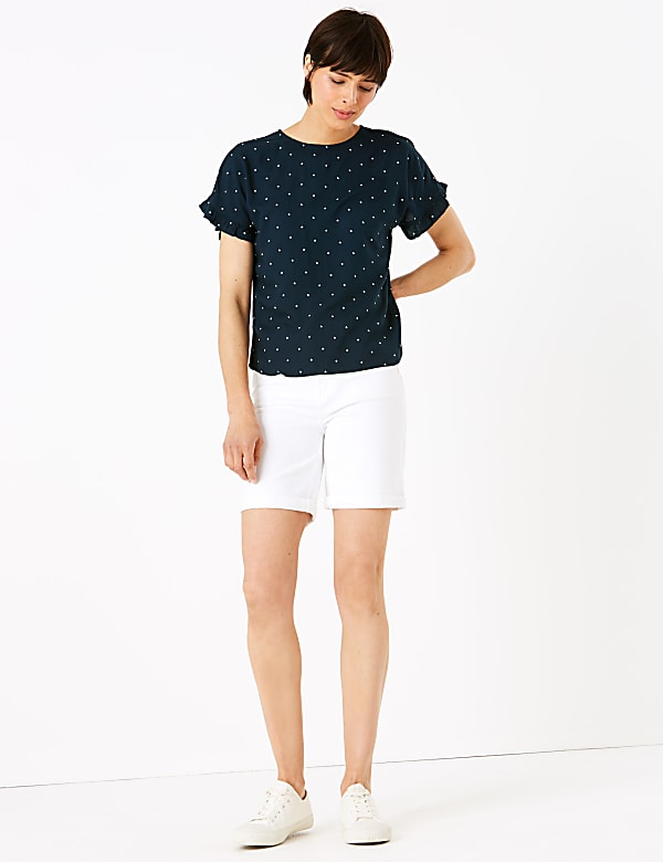 Printed Short Sleeve Blouse